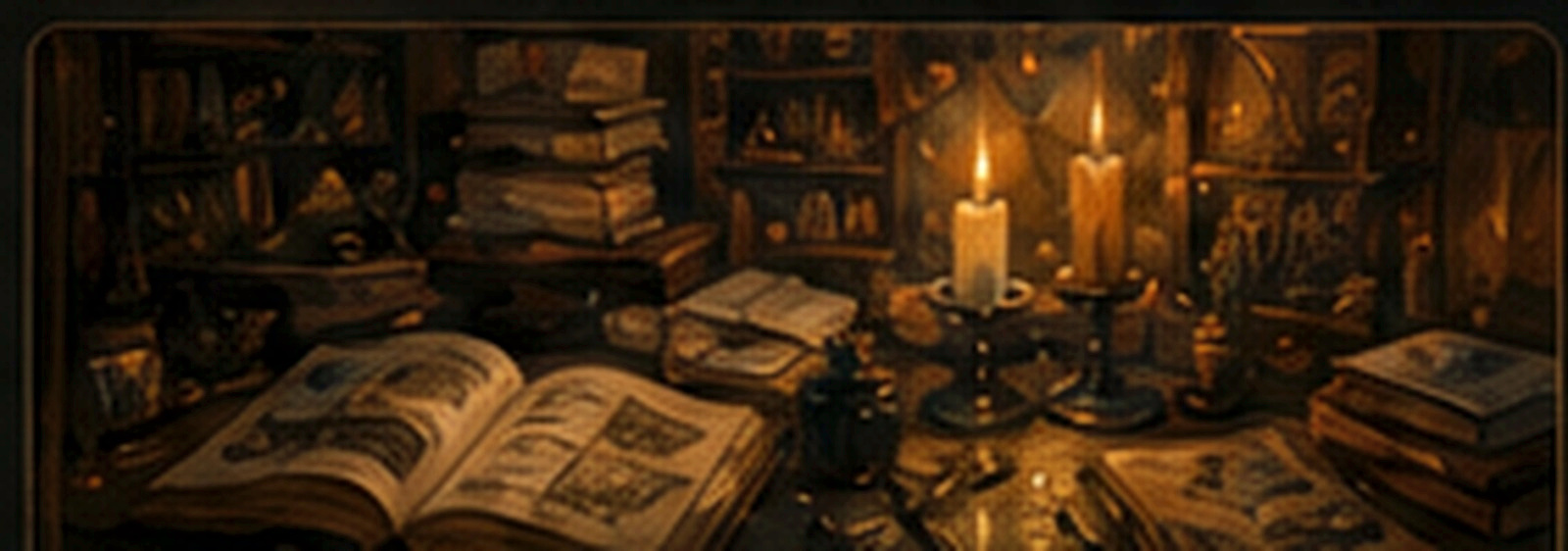 An inviting study filled with open books, practical notes, and warm working light.